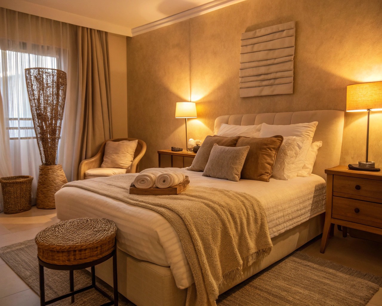 Creating a sanctuary in the bedroom with soft elements and colors aids in healing and restful sleep.