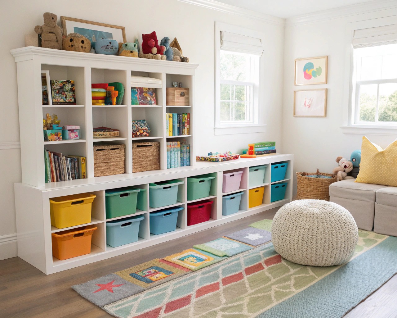 Effective storage design combining accessibility and visual appeal.