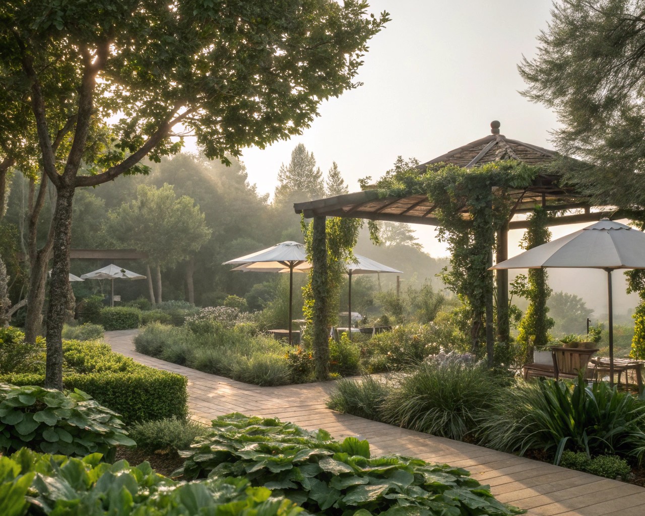Proper sun and heat management ensures outdoor workspace comfort through all seasons.