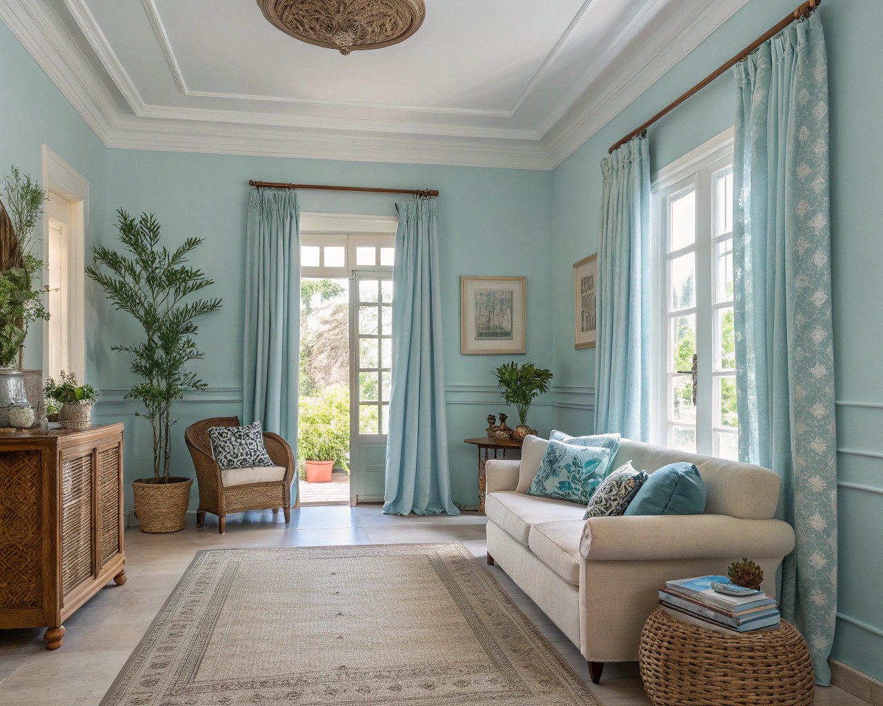 Soft blue tones in residential spaces help create a calming atmosphere conducive to healing.
