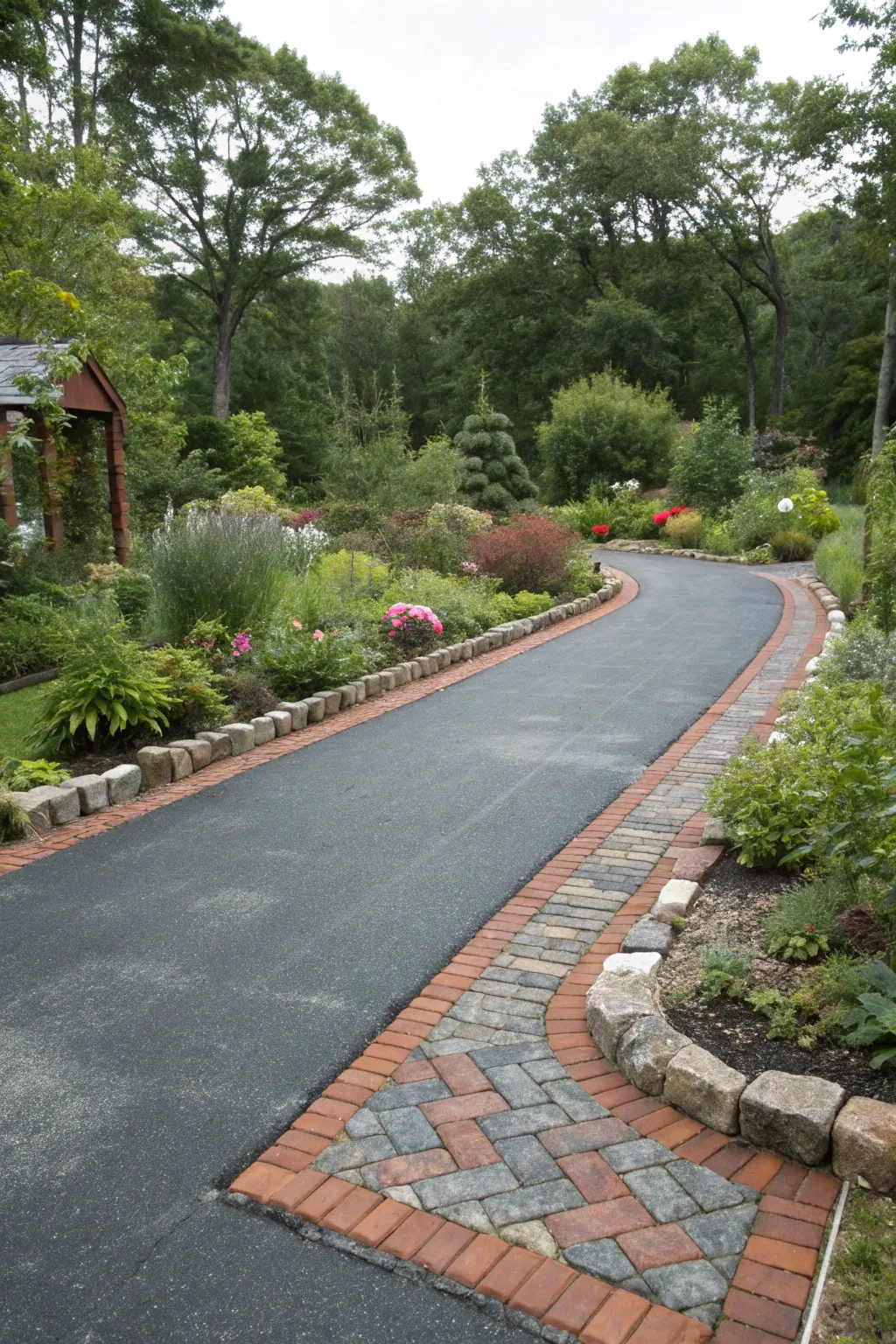 Creative Asphalt Driveways with Attractive Paver Touches
