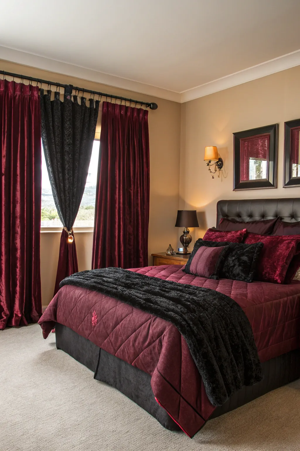 Moody and Dramatic Burgundy Black Bedroom Inspirations