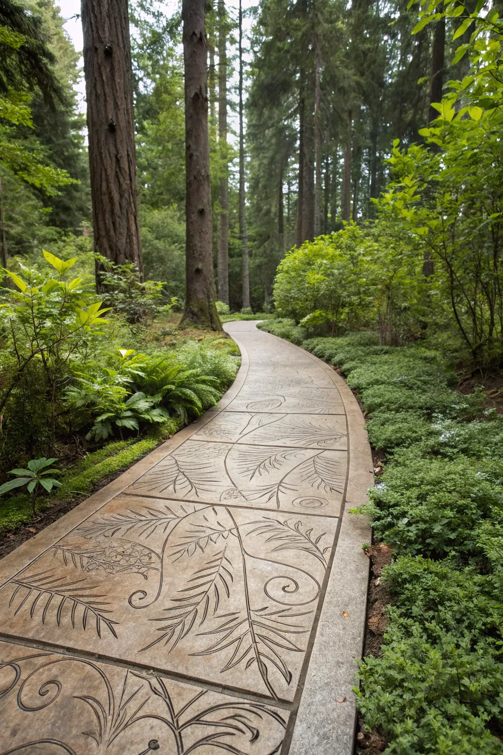 Unique Stamped Walkway Ideas Using Concrete