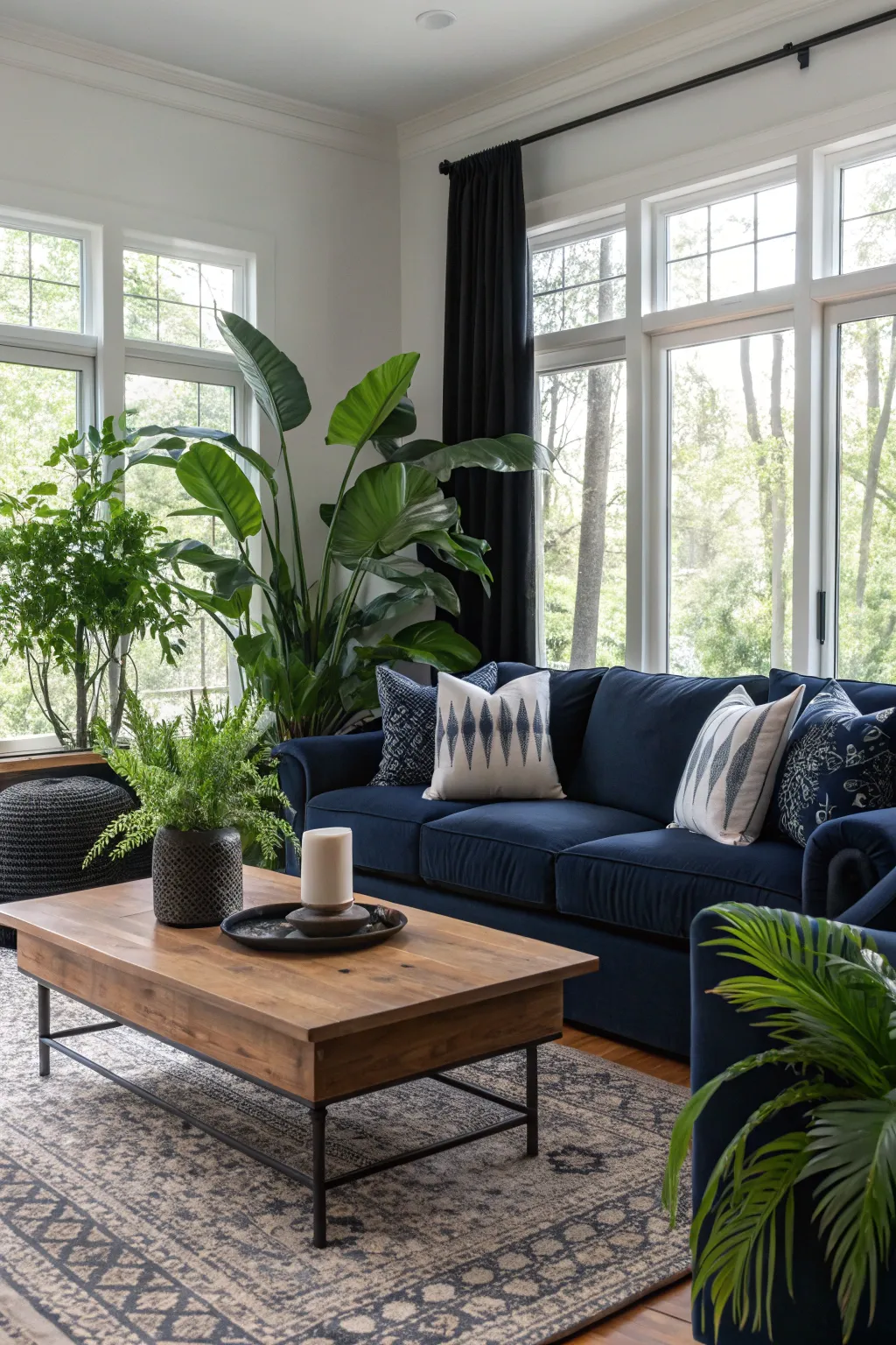 Chic Black and Navy Living Room Inspirations